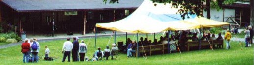 Audience tent in front of stage